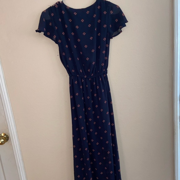 Faux wrap dress long hood core v neck y2k tie front blue beautiful short sleeve - Picture 13 of 14